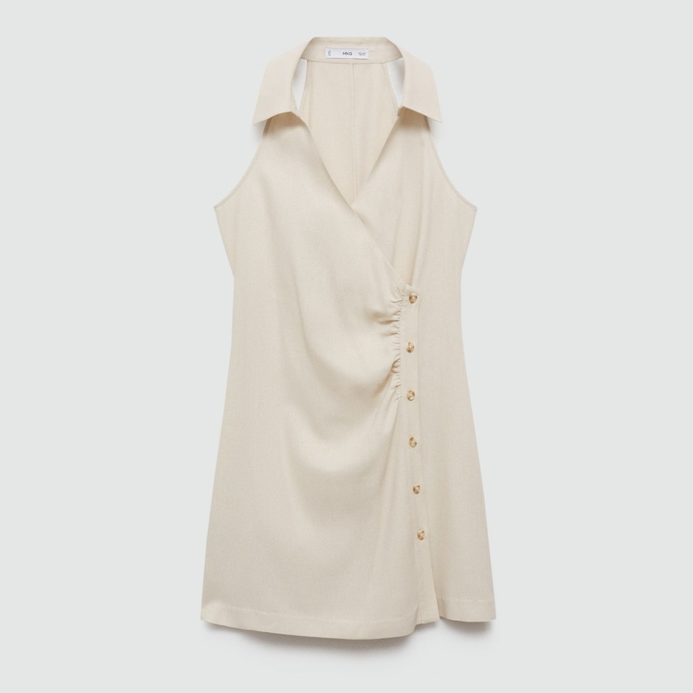 Mango Cream wrap shirt dress NWT - Picture 2 of 5